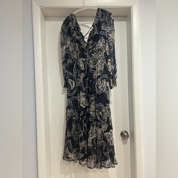 Anthropologie Printer Johnson Long-Sleeve V-Neck Textured Midi Dress - Picture 4 of 8